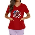 thumbnail image 2 of JULMCOMO Independence Day Medical Scrubs for Women Casual American Flag Printed Short Sleeved American Flag Working Uniform with Double Layer Pockets Top White S, 2 of 5