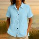 thumbnail image 5 of Tops Sueltos Casuales para Mujeres Moda No Posicionamiento Impreso 3/4 Manga V-Cuello Blusa con Poliéster Suave, Cómodo Top para el Uso Diario en Casa O Trabajo, 5 of 7