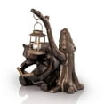 thumbnail image 3 of Booklover Bear Antique Bronze Metal Garden Sculpture with Lantern, 3 of 3