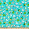 Happy Easter~Easter Eggs/Aqua Cotton Fabric by Quilting Treasures