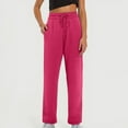thumbnail image 2 of Womens Linen Pants Suit Wide Leg Sweatpants Women Petite Set Women Leisure Printing High Waisted Wide Leg Pants Fashion Drawstring Elastic Trousers Comfy Straight Leg Long Pants with Pockets, 2 of 5