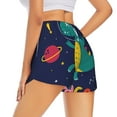 thumbnail image 3 of Goofa Dinosau Space Explorer Printed Women 2 in 1 Running Shorts,Quick Dry Athletic Workout Shorts,High Waisted Athletic Shorts with Liner Pockets-X-Large, 3 of 9