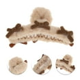thumbnail image 2 of Unique Bargains 1 Pc Fashion Bow Fleece Hair Clips for Home Brown Coffee Color, 2 of 5