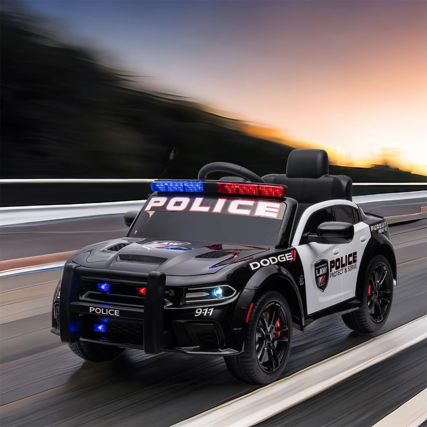 CIPACHO Licensed Dodge Charger 12V Ride On Police Car with Parents Remote Control, Black