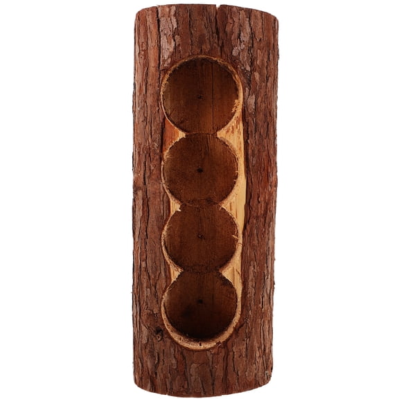 Large Rustic Wooden Log Planter for Outdoor Use, Wall-Mounted or Pile, Natural Bark Flower Pot Decoration