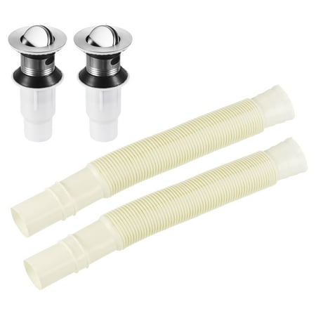 

Uxcell Flip Cover Drain Stopper Strainer with 70cm Pipe for Basin with Overflow White 2 Set