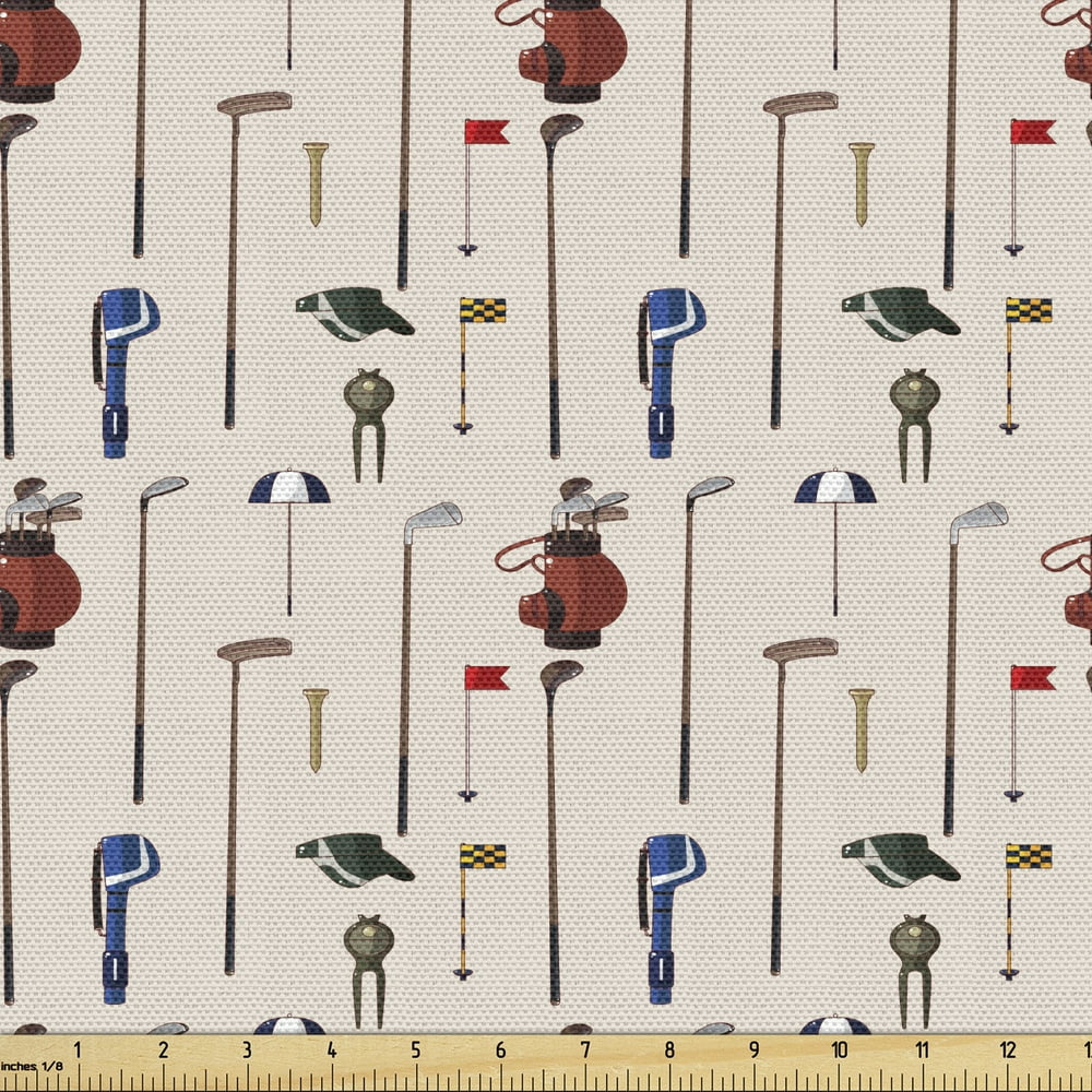 Golf Fabric by the Yard Club and Ball Sport Theme Equipment Stroke Play