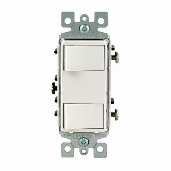 01754-0WS Leviton White Double Combination Switch - White