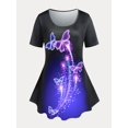 thumbnail image 1 of Camiseta en Talla Extra con Estampado de Mariposa y Curvo en Forma de Mariposa Rosegal  Camisetas tallas grandes, 1 of 5