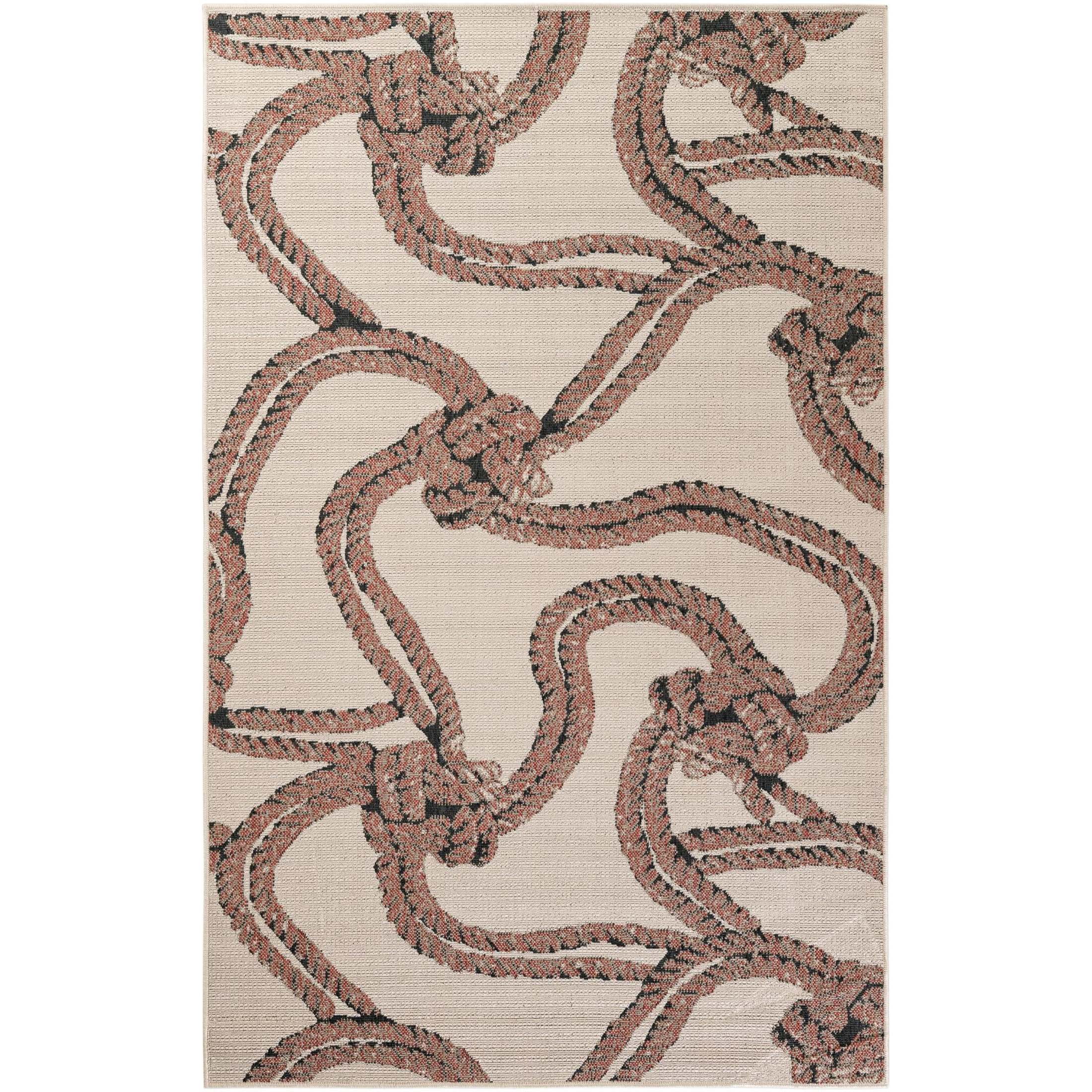 Unique Loom Outdoor Coastal Collection Area Rug - Seaknot (5' 1" x 8' Rectangle Beige/Blue)