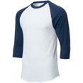 thumbnail image 2 of Soffe Men's Classic Raglan 3/4 Sleeve Baseball T-Shirt White/Navy L, 2 of 3