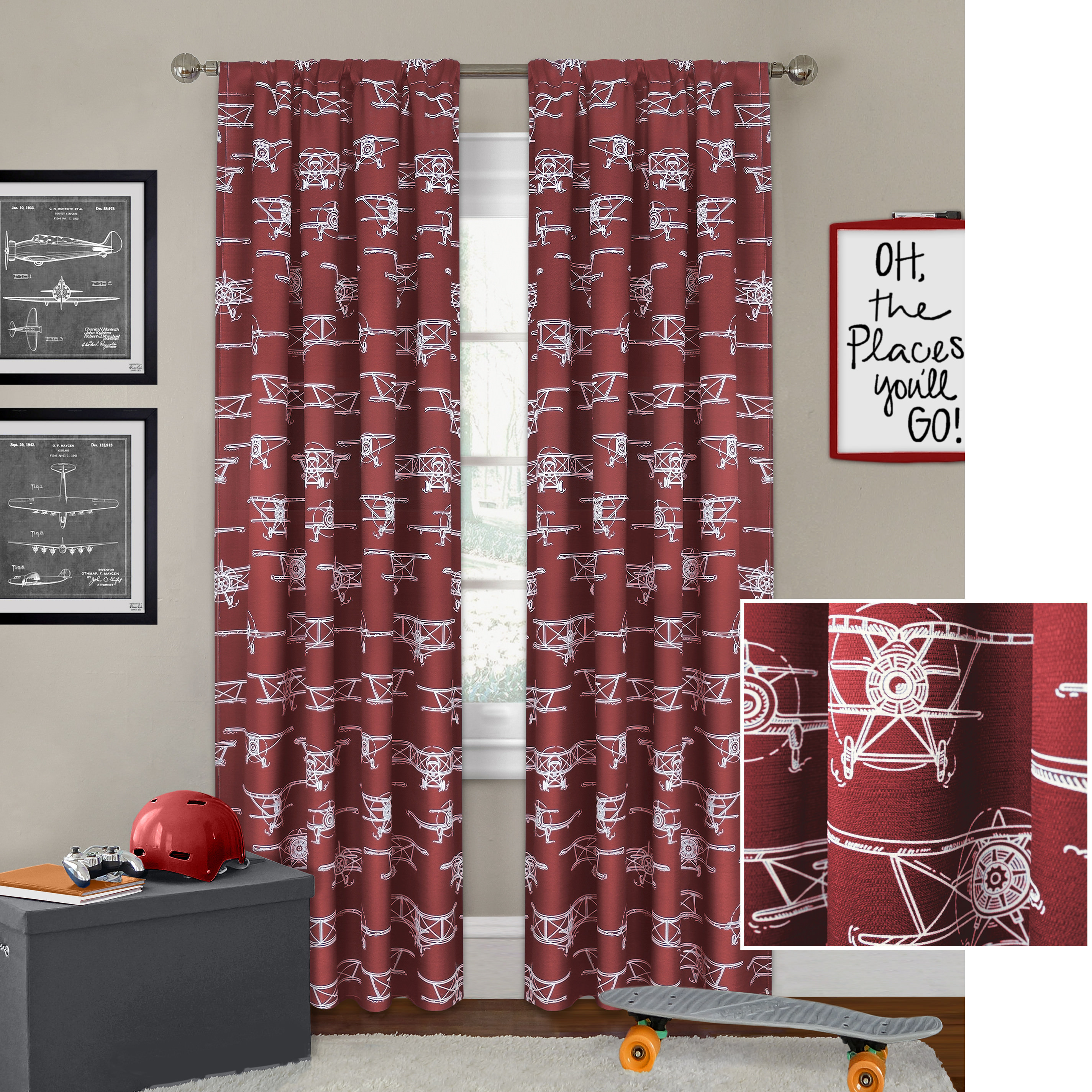 Better Homes And Gardens Airplanes Curtain Panel Walmart Com