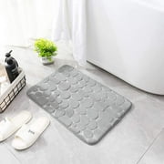 Bailu Memory Foam Bath Mat Pebble Bathroom Rug Super Absorbent Machine Washable Bathroom Rug (20x32, Light Gray)