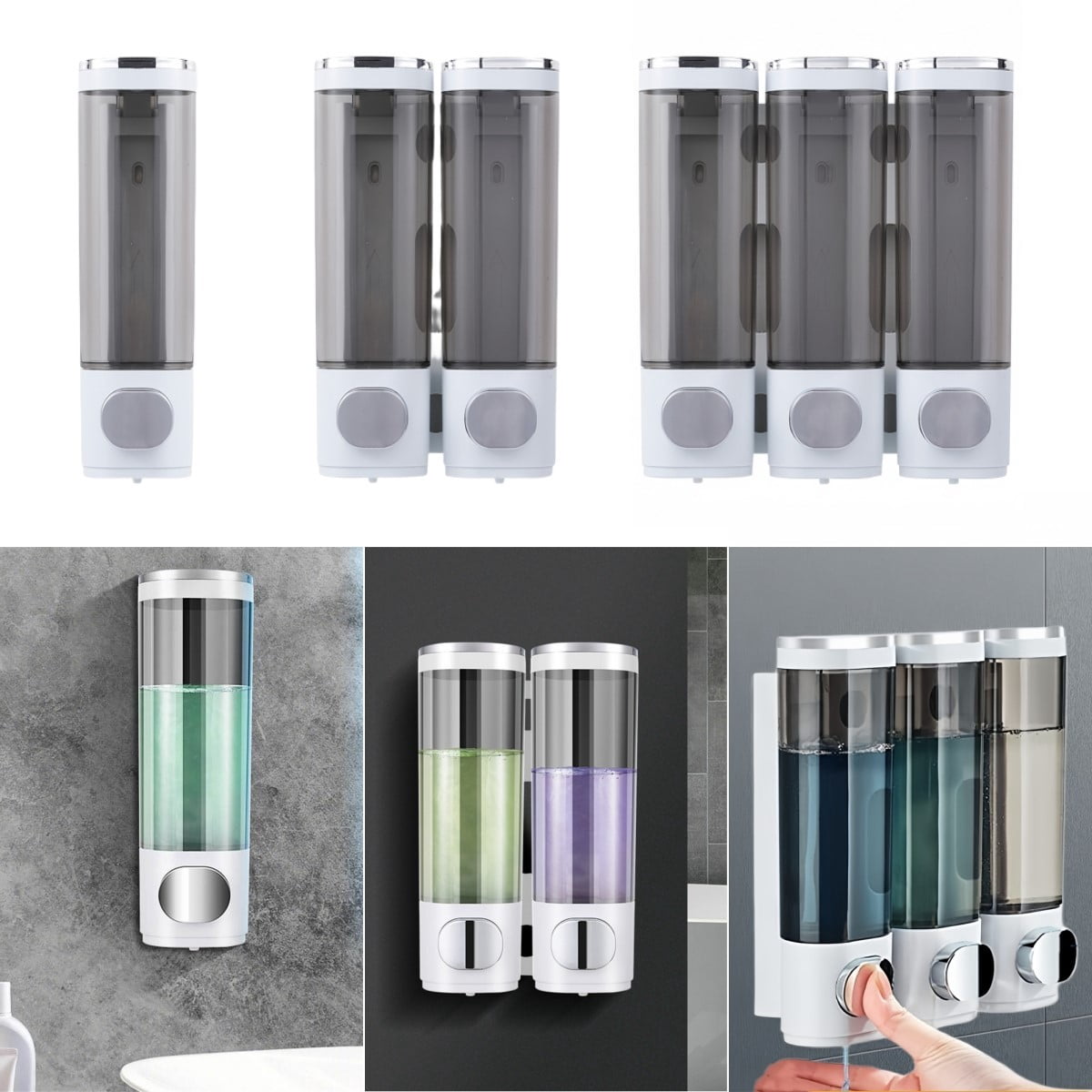 Wall Mounted 300ML Soap Dispenser Pump Bottle for Shower Gel Shampoo Conditioner