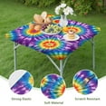 thumbnail image 4 of Colorful Rainbow Tie Dye Spiral Pattern Square Fitted Tablecloth with Elastic Edge,Square Table Cover,Washable Elastic Table Cover for Home Kitchen Party Decor 34"x34", 4 of 6