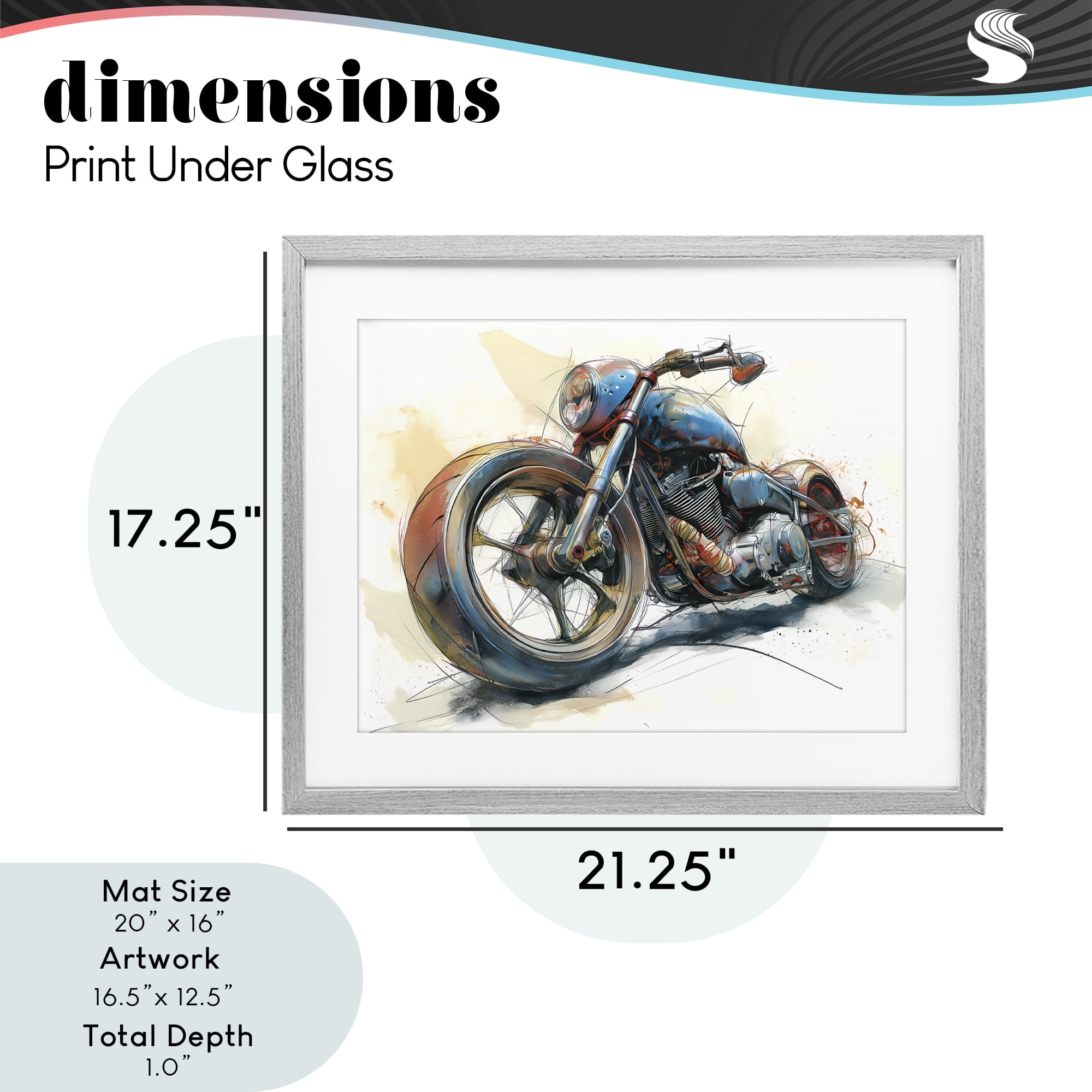 Stupell Industries Whimsical Motorcycle Concept Gray Framed Print Under Glass, design by Steve Hunziker