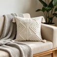 thumbnail image 4 of Vintage Bohemian Tufted Pillow Cover, Hand Drawn Tassel Cushion Case, Soft Farmhouse Slipcover, Decorative Pillowcase for Sofa Couch Bed Home Bedroom Decor, 4 of 6