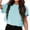 Blue, variant on Short Sleeve Summer Women Solid Color Drop Crop Shirt Tops