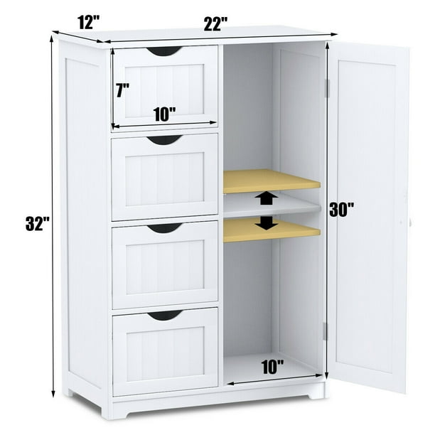 Costway Wooden 4 Drawer Bathroom Cabinet Storage - Image 4