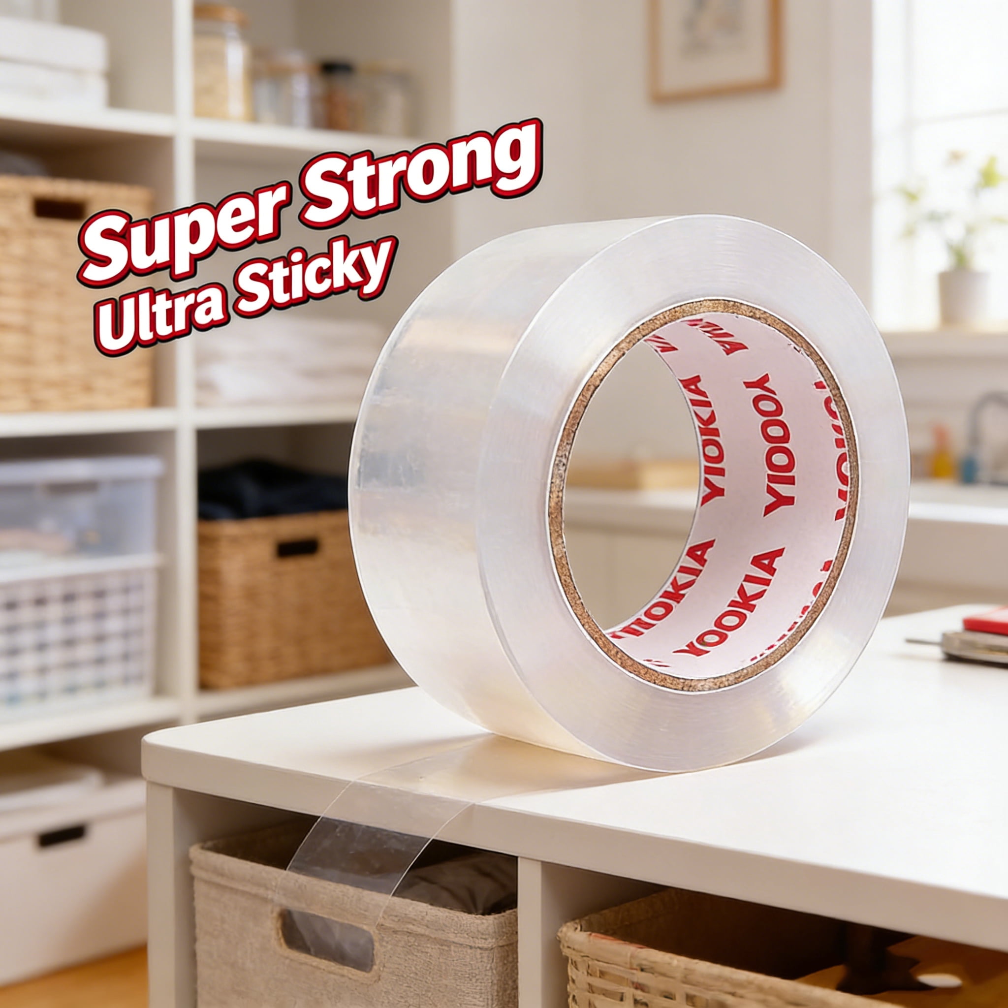 Heavy Duty Packing Tape with Dispenser 12 Rolls, 110 Yds x 2" x 2 Mil Clear Shipping Tape Refills Clear, Packaging Tape for Shiping, Moving, Sealing