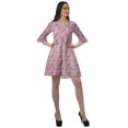 thumbnail image 3 of Moomaya Poly Crepe Printed Drawstring Mini Dress Plus Size WoMen's Shirt Dresses, 3 of 4