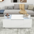 thumbnail image 3 of Harper & Bright Designs Modern Coffee Table with LED Lights, Rectangle Center Table with Storage, White Coffee Table with Drawers for Living Room, 3 of 10