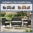 thumbnail image 6 of CONCETTA 4-Piece Patio Furniture Set, Wicker Outdoor PE Rattan Furniture with Coffee Table & Washable Cushion, Compact Bistro Conversation Seating for Balcony, Garden, Poolside, Porch - Brown, 6 of 8