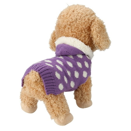 Pet Dog Cat Knitted Jumper Winter Warm Sweater Puppy Dots Hoodie Costume