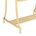 thumbnail image 3 of Benjara Channel Tufted Fabric Vanity Stool with Metal Legs, Green and Gold, 3 of 5