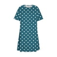thumbnail image 5 of JTZGDY Womens Summer Dresses Beach Casual Polka Dot Print Loose Tshirt Dress Trendy Vacation Short Sleeve Beach Cover up Flowy Sundresses Mint Green S, 5 of 6