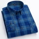 thumbnail image 3 of Camisa Hombre Camisa de manga larga para hombre Camisa de moda para hombre de talla grande informal a cuadros de lana de algodón (Light Blue, M-42), 3 of 4