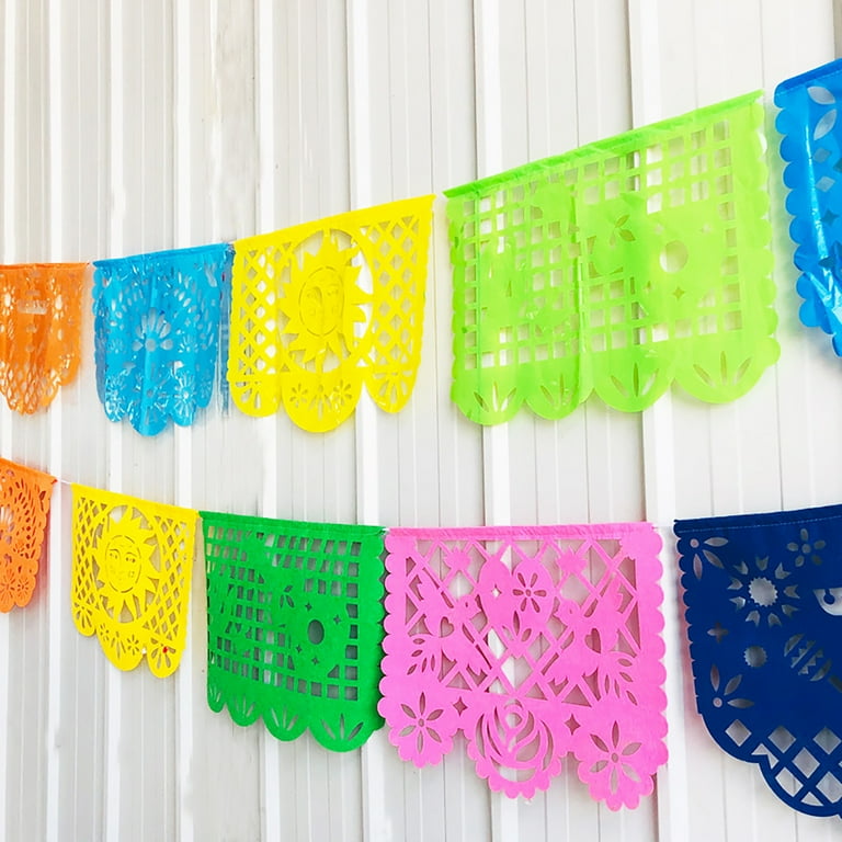 Mexican Party Banners (5 Pack with 10 Unique Plastic Flag Designs per  Banner) - Papel Picado Mexicano 