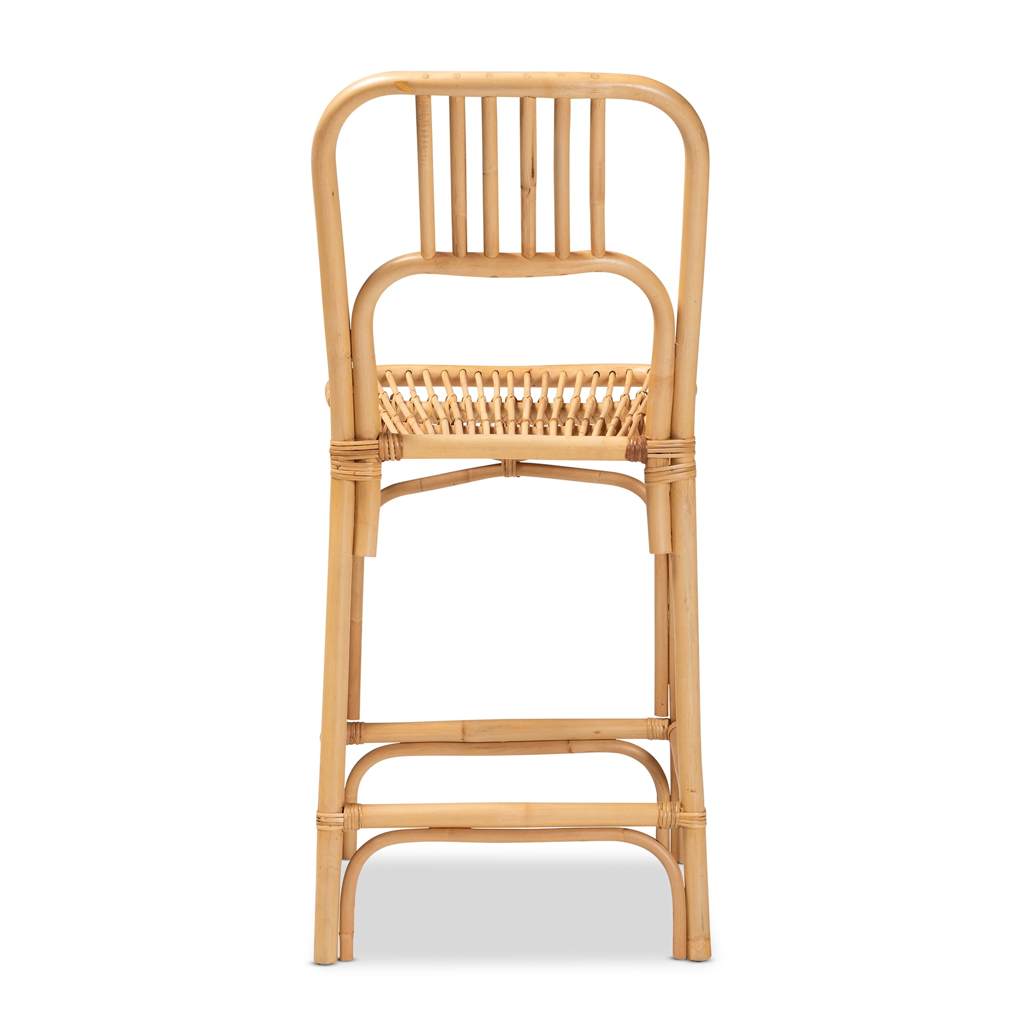 bali & pari Ivora Modern Bohemian Natural Brown Rattan Counter Stool