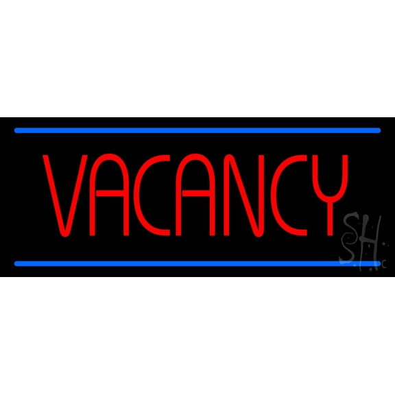 Vacancy LED Neon Sign 10 x 24 - inches, Black Square Cut Acrylic Backing, with Dimmer - Bright and Premium built indoor LED Neon Sign for Defence Force.