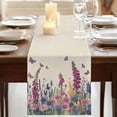 thumbnail image 3 of Table Runners 48 Inches Long Dress Scarves, Watercolor Flowers Farmhouse Kitchen/Dining Table Runner, Short Coffee Tablerunners, Retro Botanical Blooms Floral Butterfly 13x48 Inch, 3 of 9
