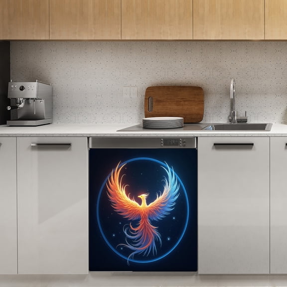Phoenix Rising from Ashes(1) Dishwasher Magnet Cover Decorative Sticker for Home Cabinet Kitchen 23" x26"