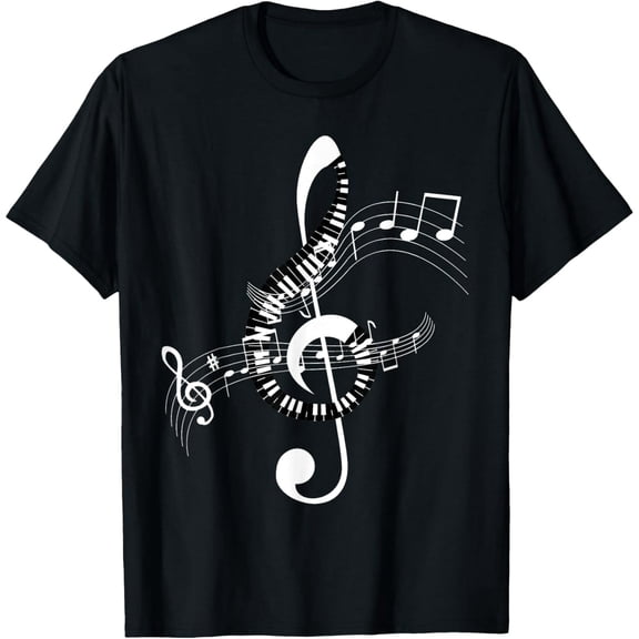 Men's Artistic Music Treble Clef Piano Key Graphic T-Shirt