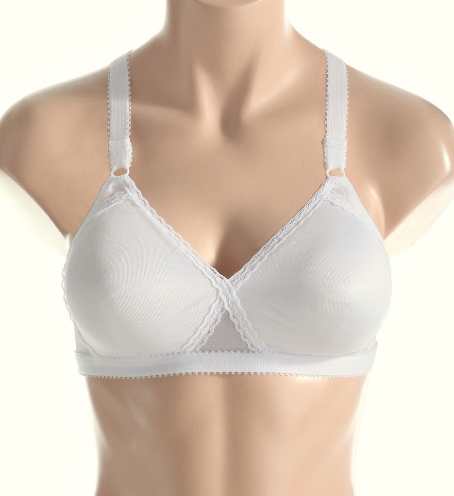PLAYTEX Womens Cross Your Heart Non-Underwired Bra With Broderie Anglaise  White Size US 42D FR 110D at  Women's Clothing store