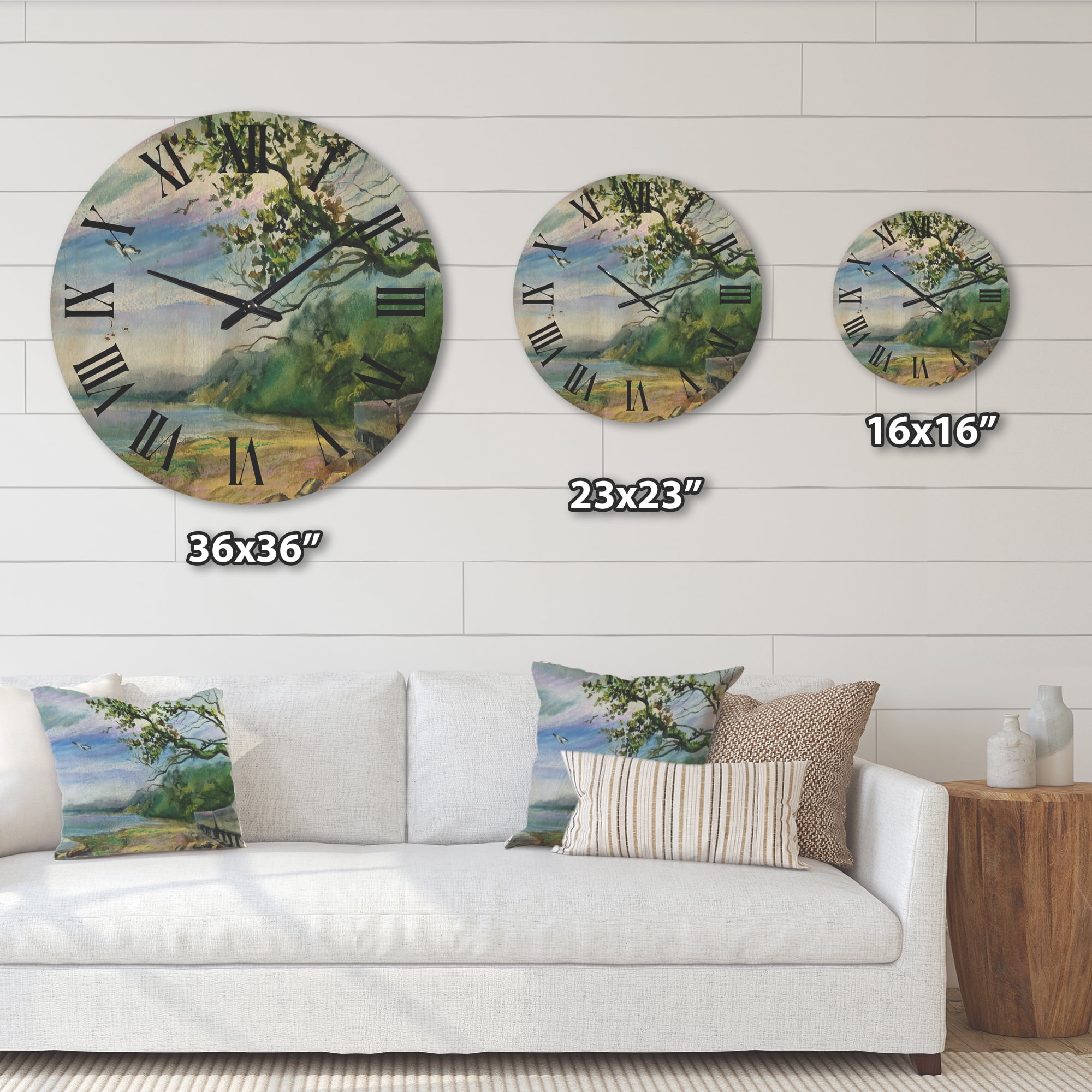 Designart 'Green Coast of The Baltic Sea' Nautical & Coastal Wood Wall Clock