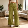 thumbnail image 2 of Axiiglly Wide Leg Jeans for Women Trendy Ruffled Hem Button Zipper High Waisted Straight Leg Baggy Jeans Casual Loose Denim Pants with Pockets S-3XL, 2 of 8