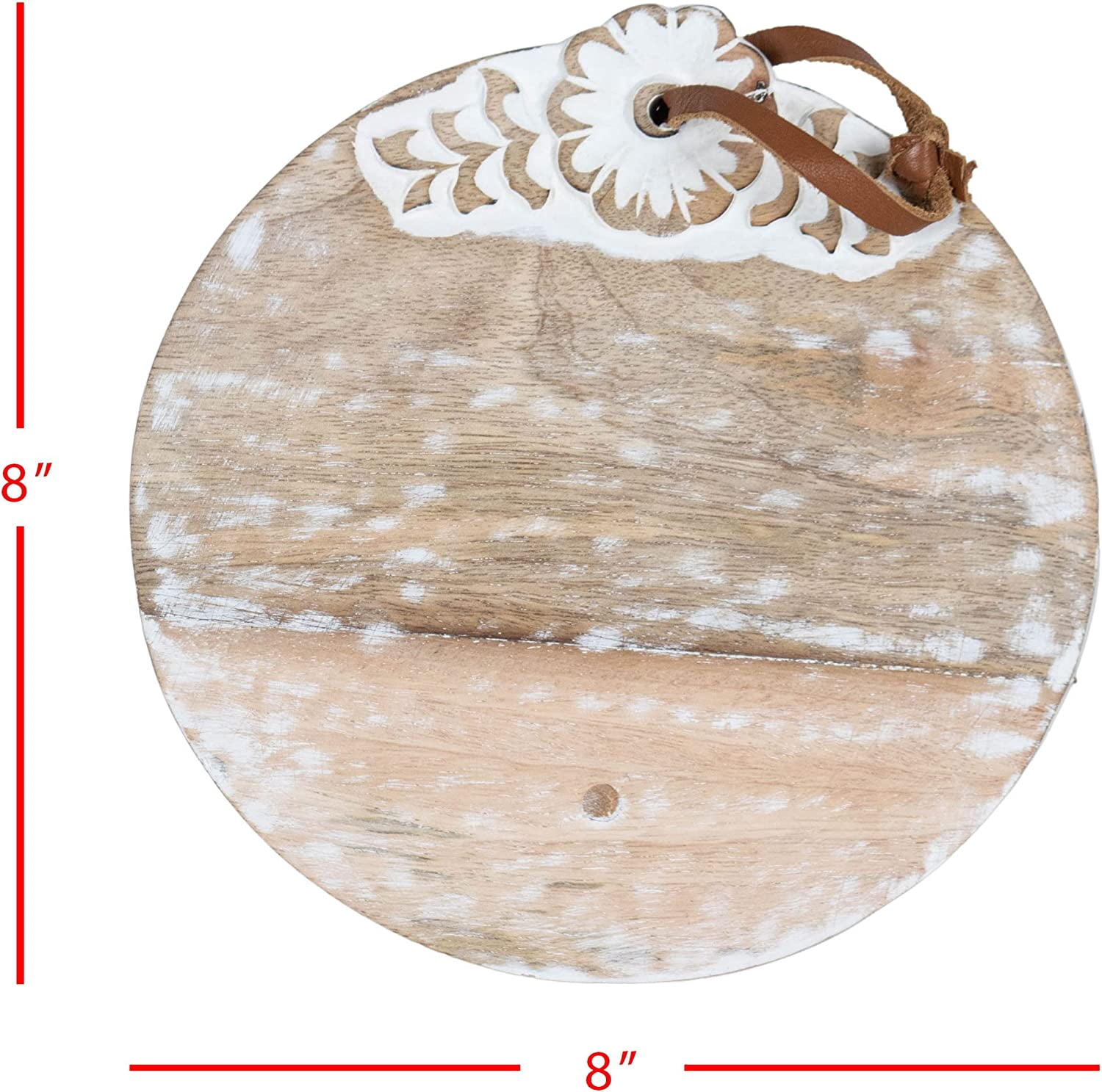 Foreside Home & Garden Small Round White Wood Cutting Board