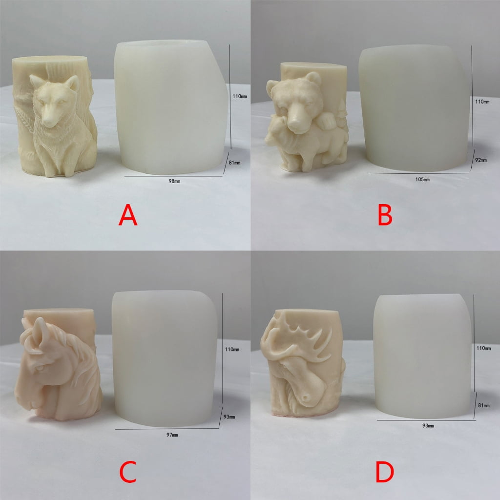 Animal Cylinder Silicone Mold DIY Crafts Project Reusable Soap Candle Plaster Chocolate Baking Tool Supplies Accessory