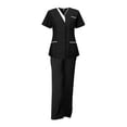 thumbnail image 1 of Uniformes de enfermería, conjuntos de batas para mujer, disfraz de enfermera cómodo para médico, pantalones deportivos superiores para esteticista de Negro Yinane Uniforme de enfermera, 1 of 8