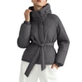 thumbnail image 2 of Winter Parka for Women Long Sleeve Thicken Zip Up Belted Hooded Outerwear with Pockets, 2 of 6