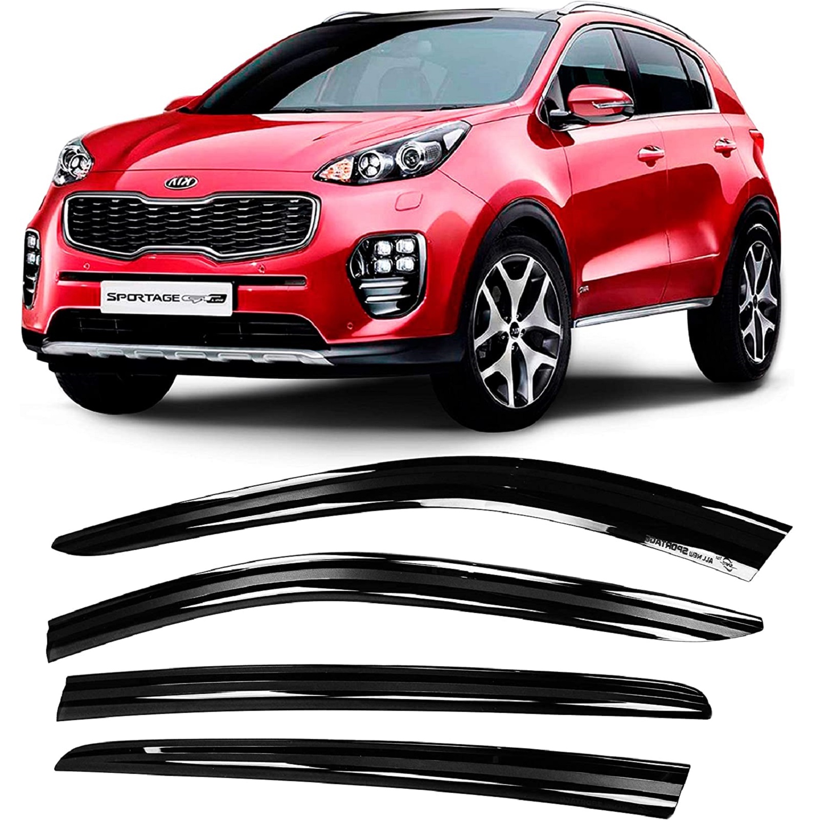 JSP Window Vent Visor For Kia Sportage 20172022 TapeOn Rain Guard