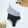 thumbnail image 5 of Hvyesh One Shoulder One Piece Swimsuit for Women Tummy Control Bathing Suits Modest Full Coverage Keyhole Swimwear 2024 Summer Color Block Beachwear Swimdress, 5 of 8
