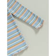 thumbnail image 5 of Toddler Baby Girl Shirt Casual Stripe Print Lettuce Trim Long Sleeve Tops Cute Pullovers, 5 of 7