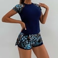 thumbnail image 3 of Oplxuo Women Short Sleeve Two Piece Rash Guard Set UPF 50 Swim Shirt with Board Shorts, 3 of 6