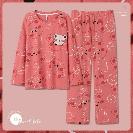 

DanceeMangoo Fashion 2 Piece Women Set Spring Autumn Long Sleeve Pajamas for Woman Cotton Sleepwear Set Flowers Print Soft Ladies Pajama Set