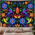 thumbnail image 4 of Mexican Tapestry, Cute Bright Colorful Ethnic Floral Birds Butterfly Pattern Boho Tapestry, Mexican Embroidery Style Trippy Hippie Aesthetic Tapestries for Bedroom Living Room Dorm, 4 of 6